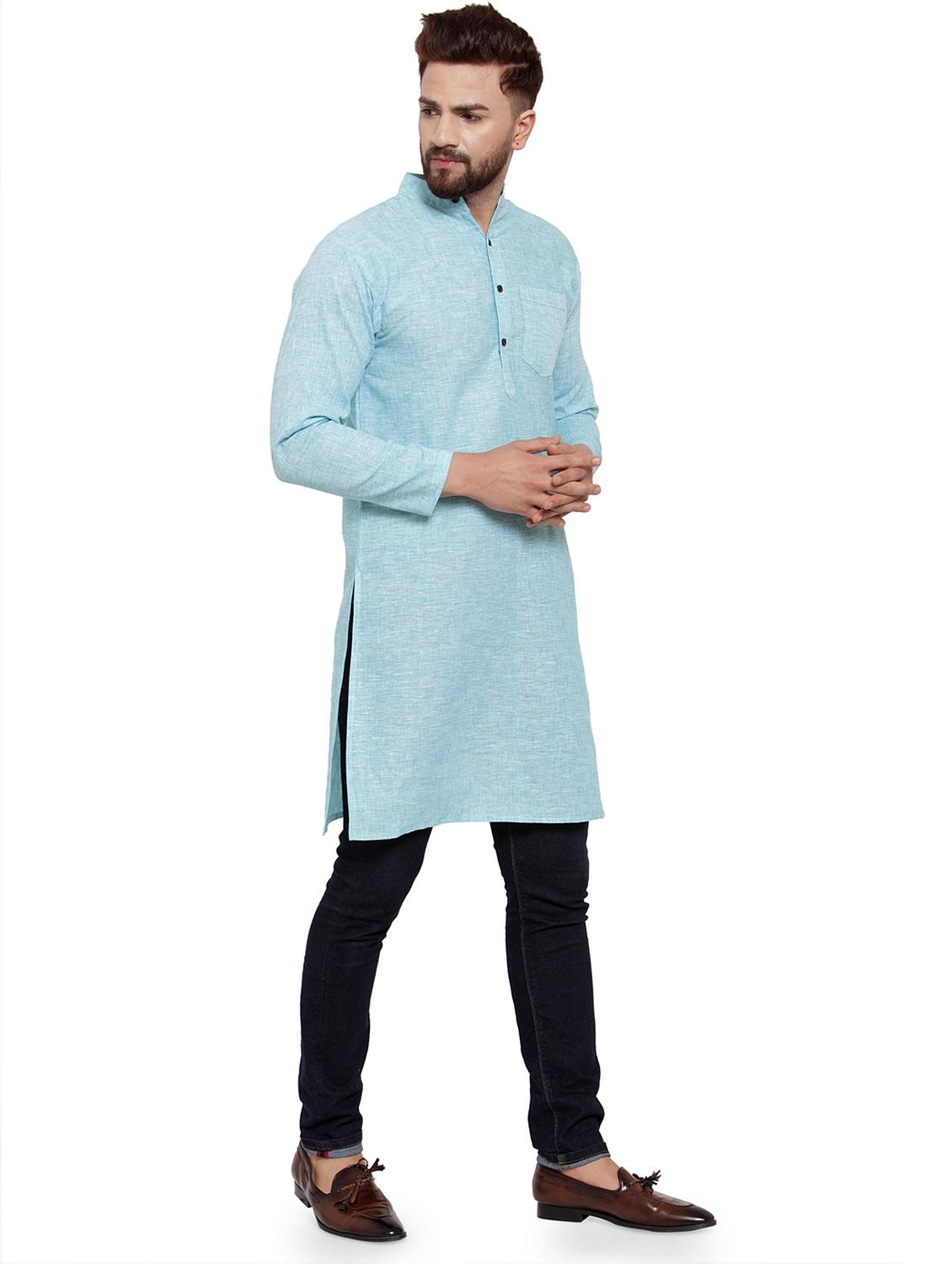 blue cotton long  kurta