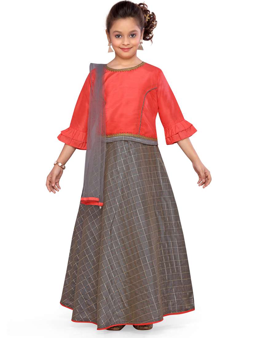 red silk blend lehenga choli