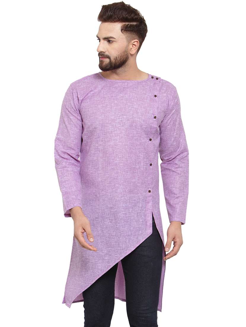 purple solid asymmetric kurta