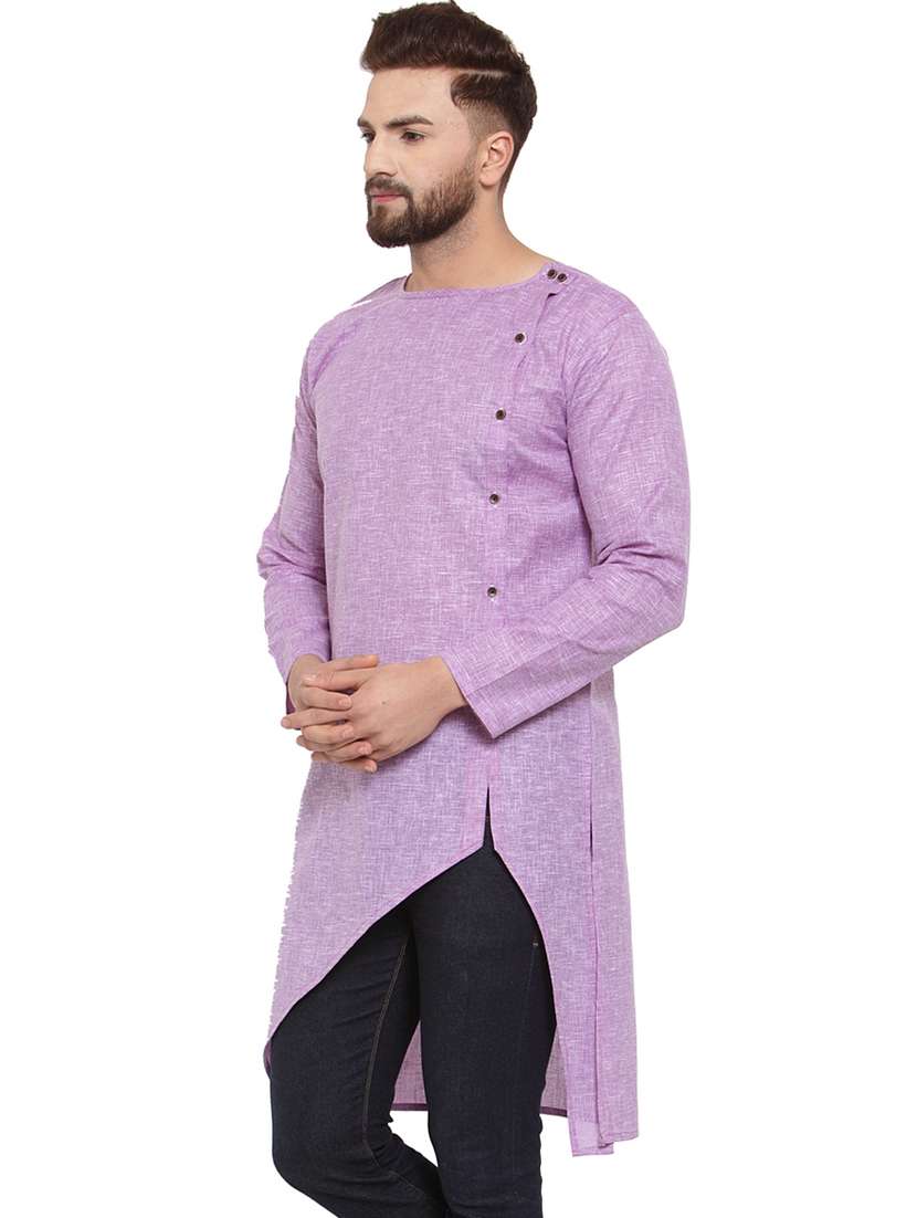 purple solid asymmetric kurta - 17032531 - Standard Image - 1