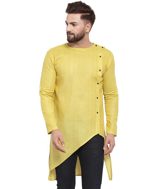 green solid asymmetric kurta - 17032533 - Standard Image - 0