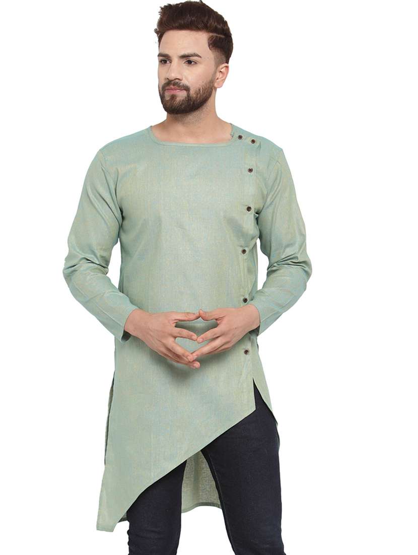grey solid asymmetric kurta