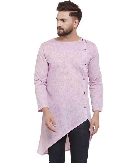 purple solid asymmetric kurta - 17032539 - Standard Image - 0