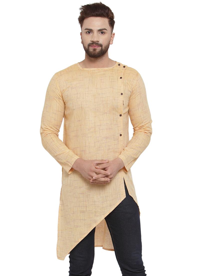 yellow solid asymmetric kurta - 17032541 - Zoom Image - 0