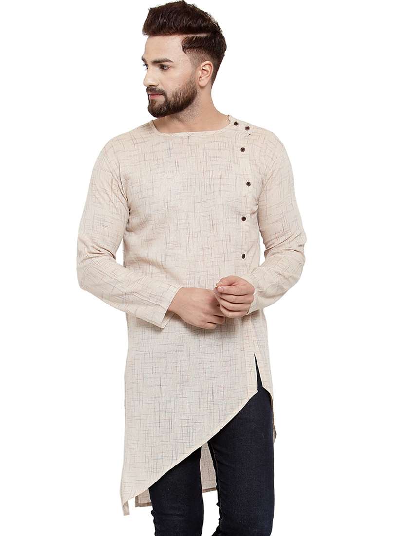 beige solid asymmetric kurta - 17032542 -  Zoom Image - 0