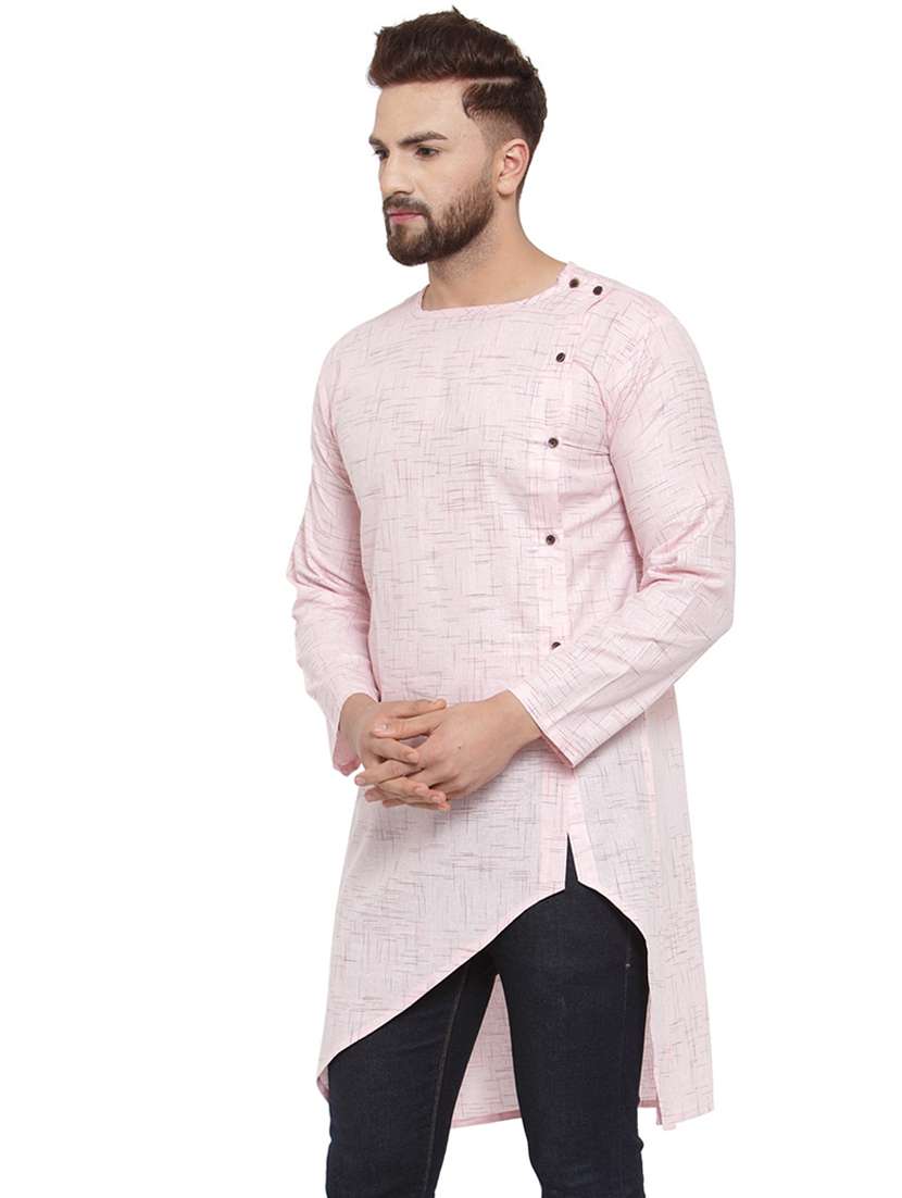pink solid asymmetric kurta