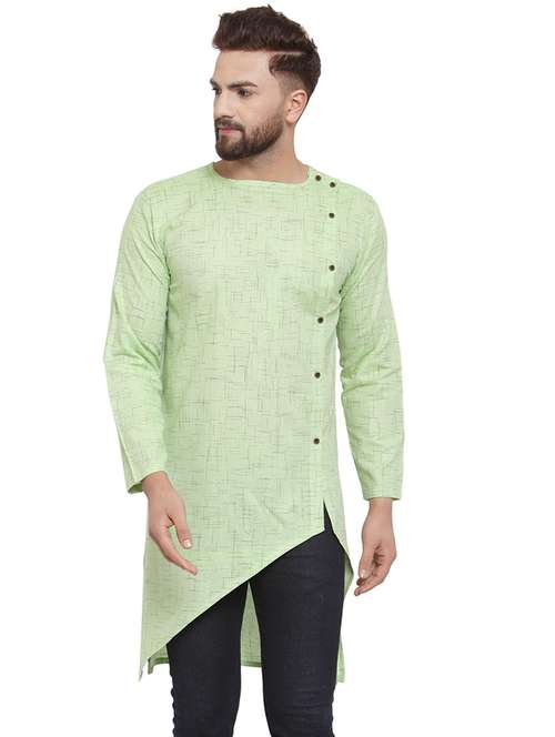 green solid asymmetric kurta - 17032544 -  Standard Image - 0