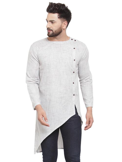 grey solid asymmetric kurta - 17032545 -  Standard Image - 0