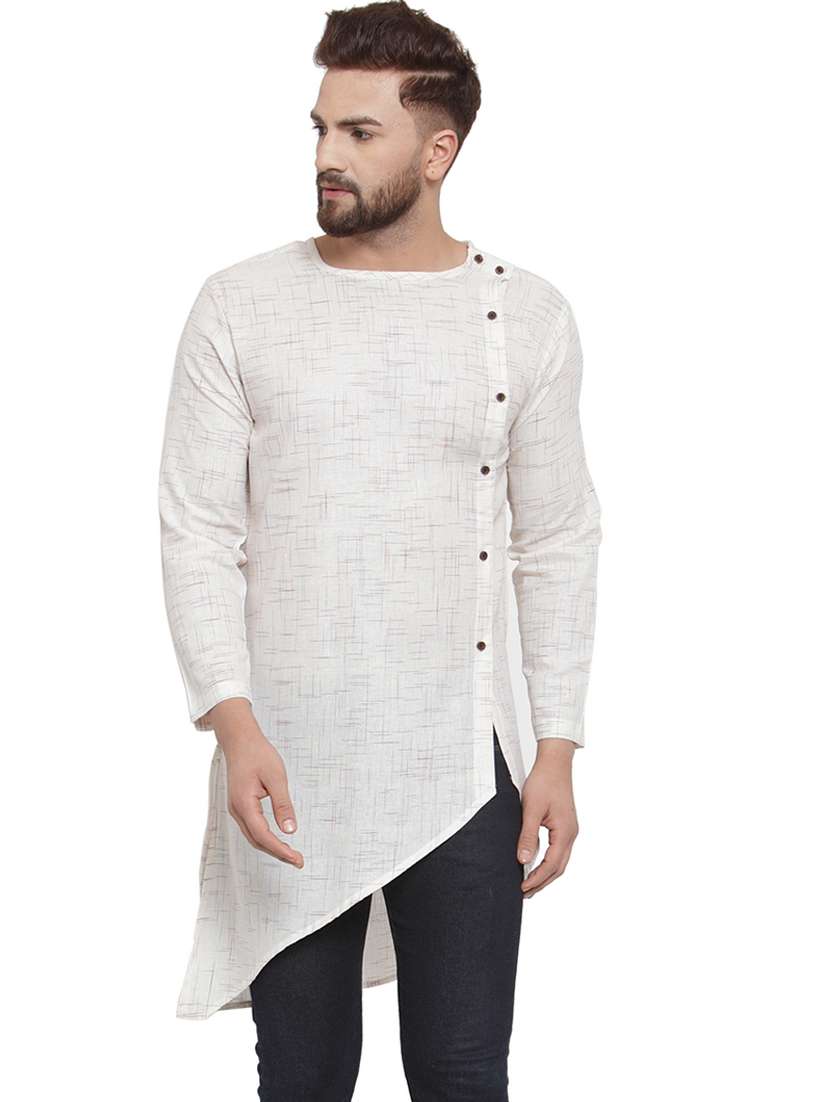 white solid asymmetric kurta - 17032546 - Zoom Image - 0
