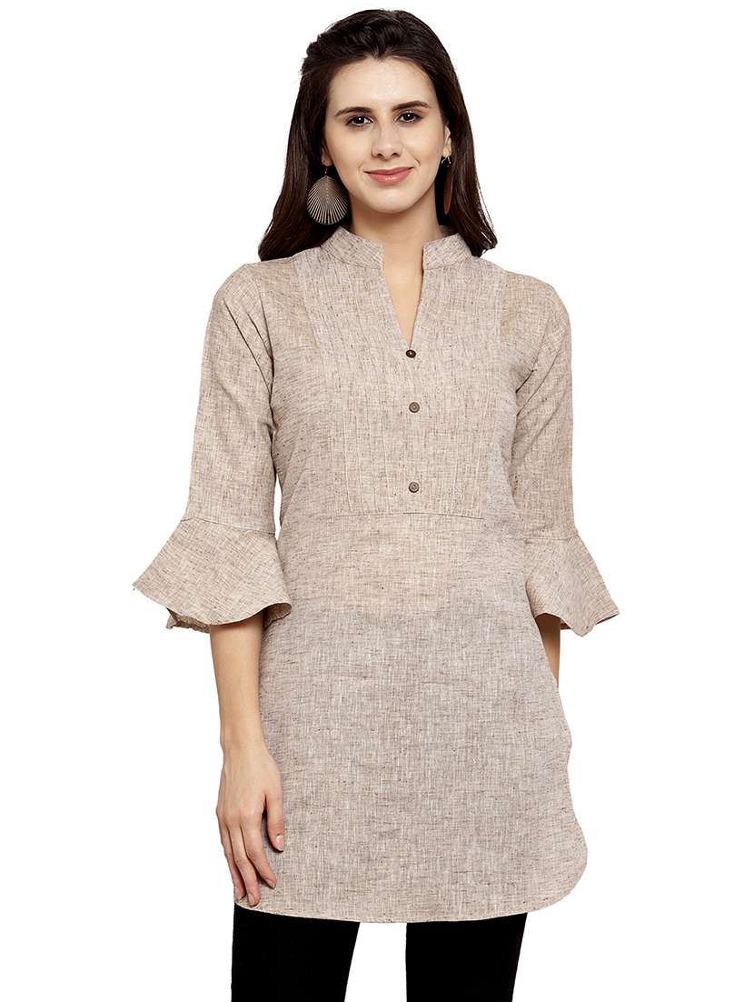 solid bell sleeves straight kurti