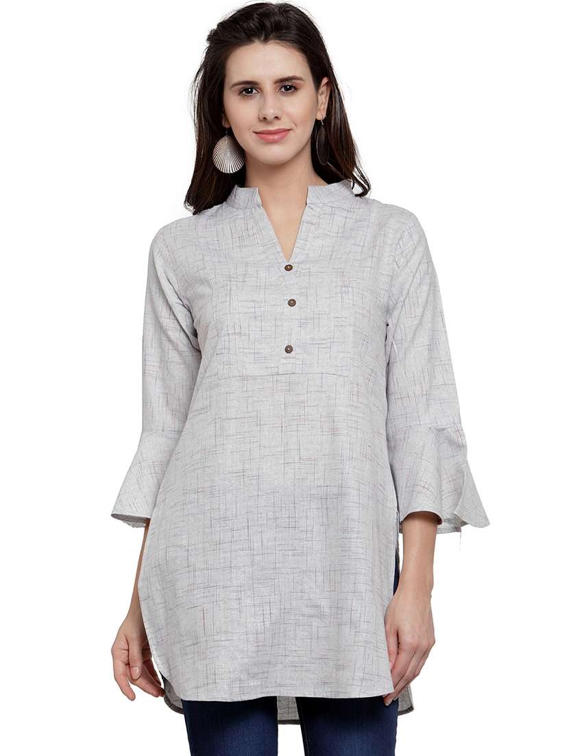 solid bell sleeves straight kurti