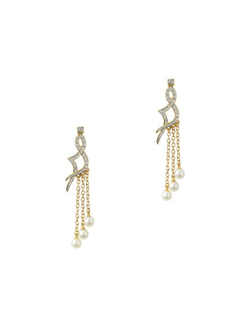 gold metal drop earring - 17041059 - Standard Image - 0