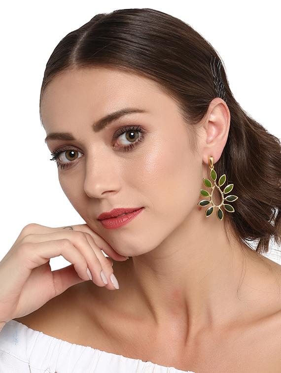 green metal drop earring - 17041069 -  Standard Image - 1
