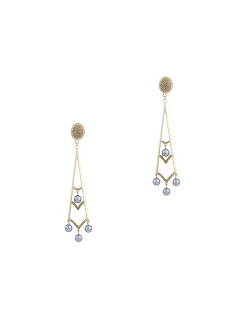gold metal drop earring - 17041093 - Standard Image - 0