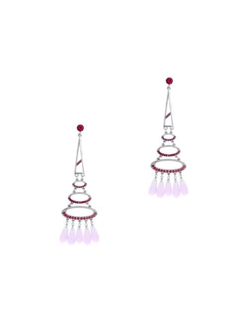 red metal drop earring - 17041096 - Standard Image - 0