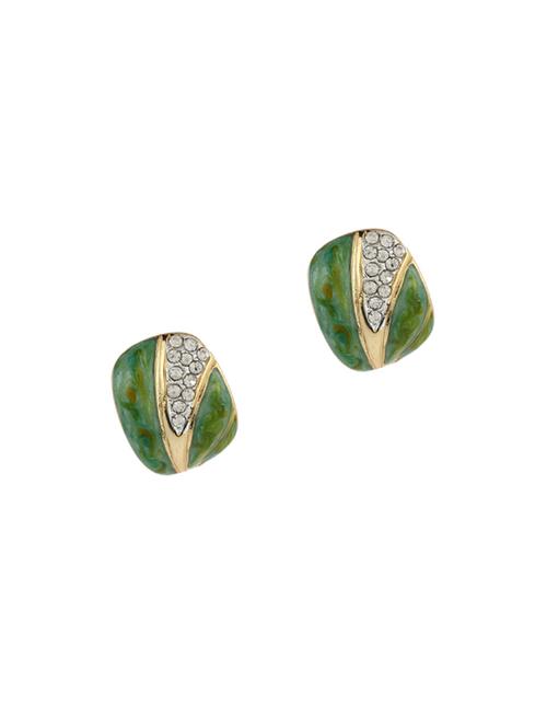 green metal studs earring - 17041170 - Standard Image - 0
