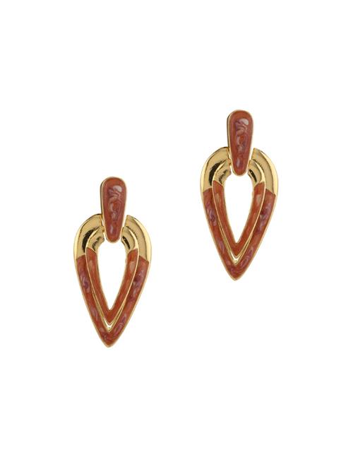 gold metal drop earring - 17041178 - Standard Image - 0
