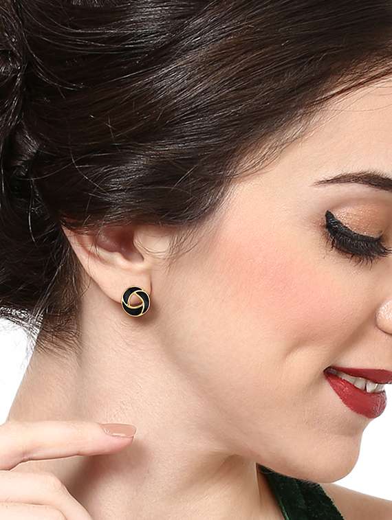 black metal studs earring - 17041205 - Standard Image - 1