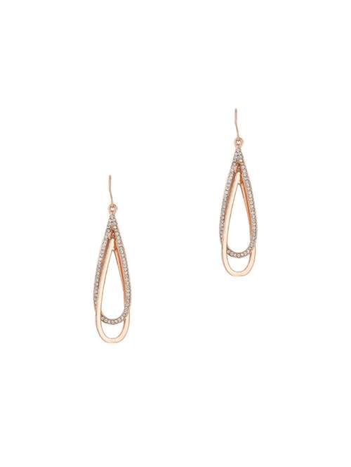 gold metal drop earring - 17041235 - Standard Image - 0