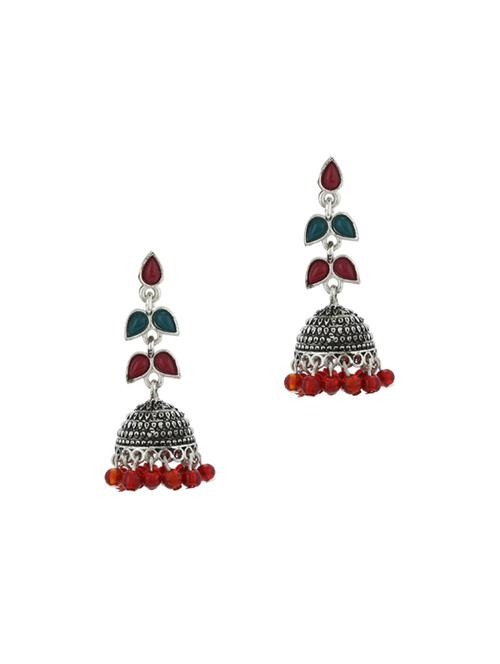 multi colored silver jhumka earring - 17041274 -  Standard Image - 0