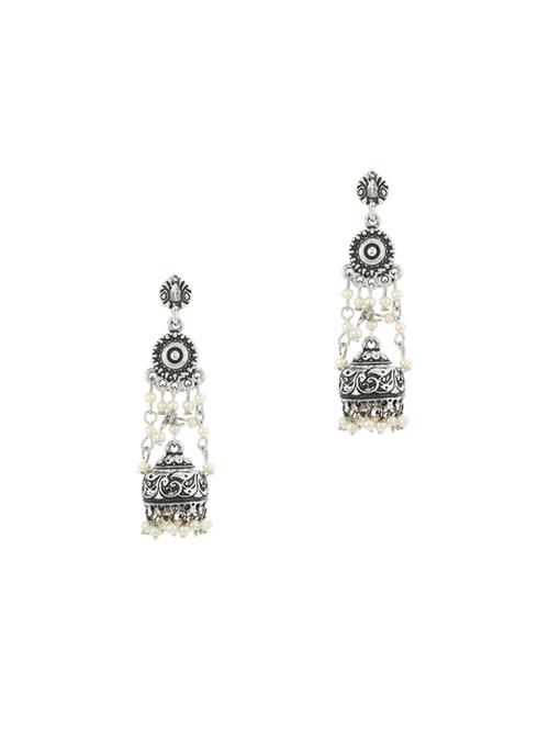 silver metal drop earring - 17041296 - Standard Image - 0