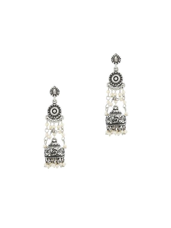 silver metal drop earring - 17041296 - Zoom Image - 0
