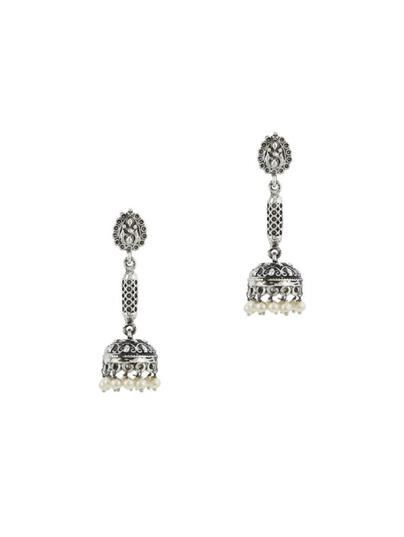 silver metal jhumka earring - 17041300 -  Zoom Image - 0