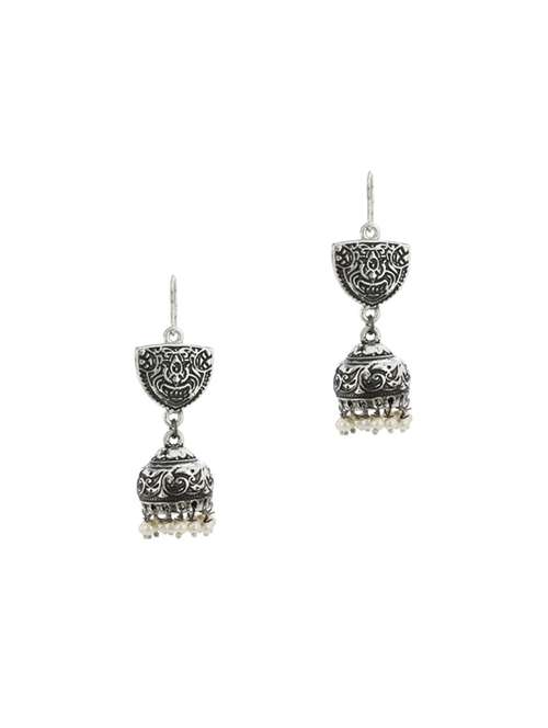 silver metal jhumka earring - 17041302 - Standard Image - 0