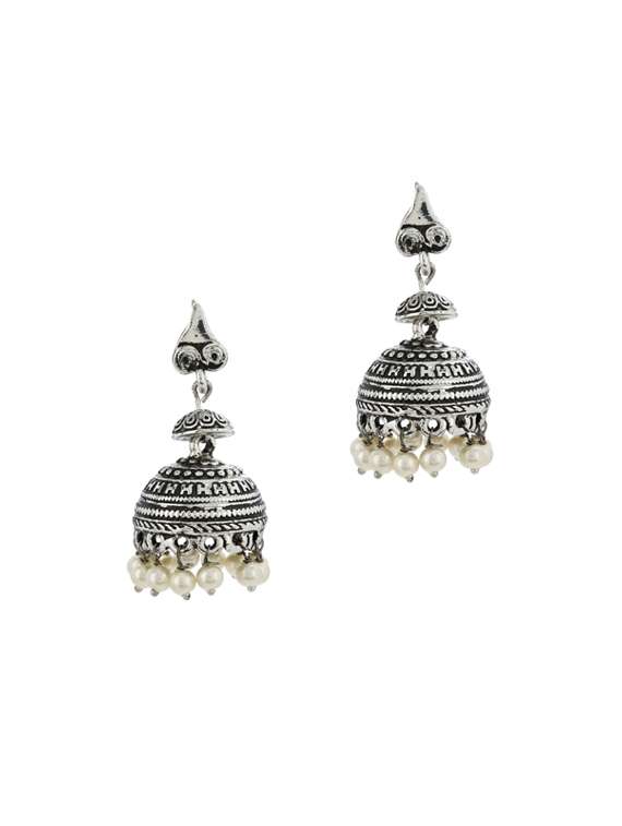 silver metal jhumka earring