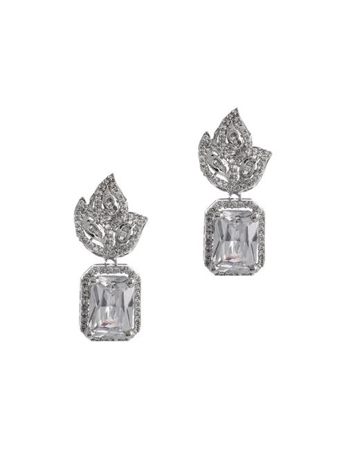 silver metal drop earring - 17041314 - Standard Image - 0
