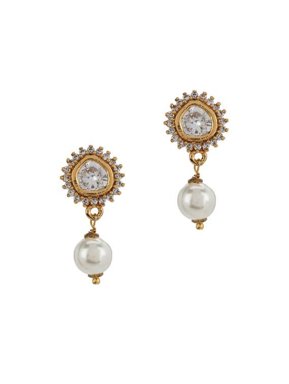 gold metal drop earring - 17041324 -  Zoom Image - 0