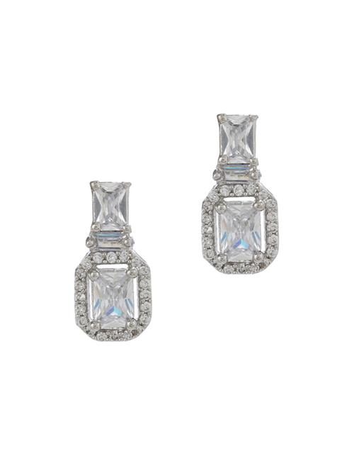 silver metal drop earring - 17041334 - Standard Image - 0