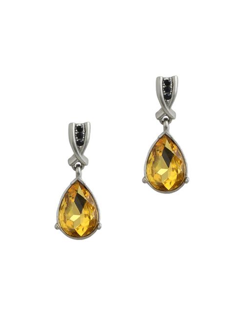 yellow metal drop earring - 17041423 - Standard Image - 0
