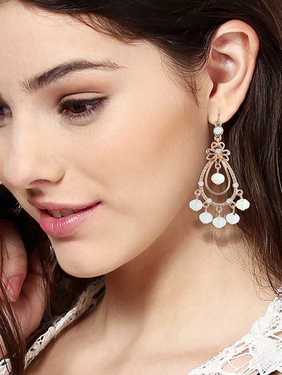 gold metal drop earring - 17041430 -  Standard Image - 1