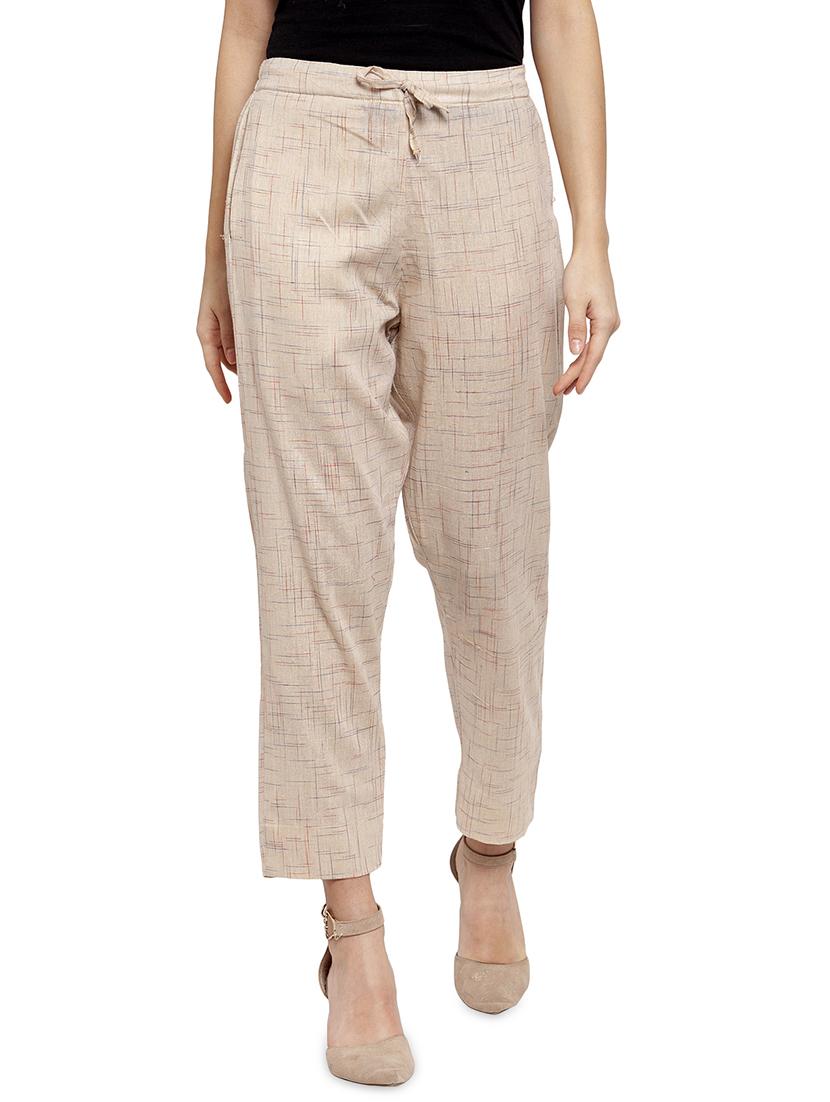 self design flat front cigarette pants - 17060633 -  Zoom Image - 0