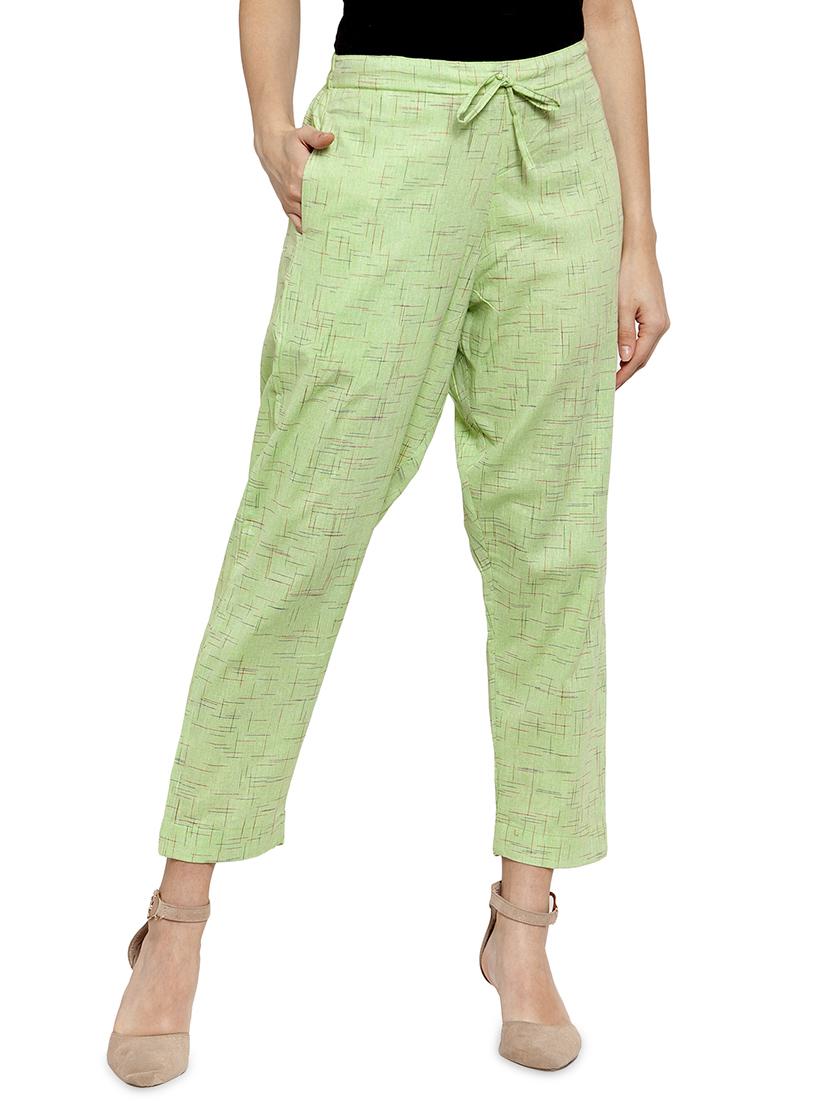self design flat front cigarette pants - 17060635 - Zoom Image - 0