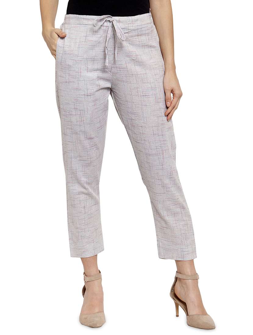 self design flat front cigarette pants