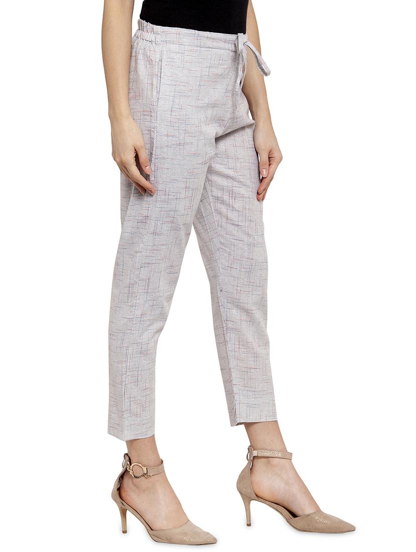 self design flat front cigarette pants - 17060636 - Standard Image - 1