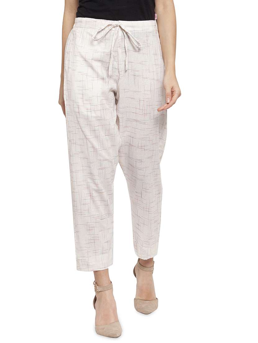 self design flat front cigarette pants