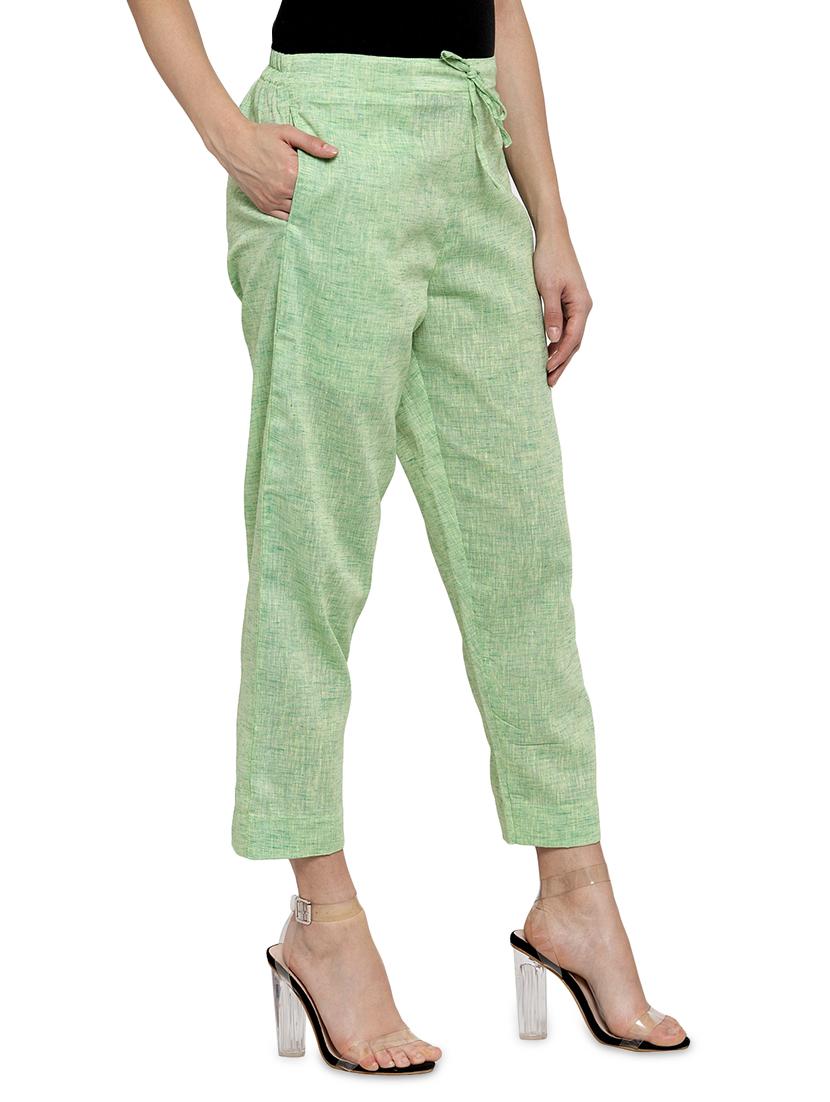 self design flat front cigarette pants - 17060640 -  Standard Image - 1