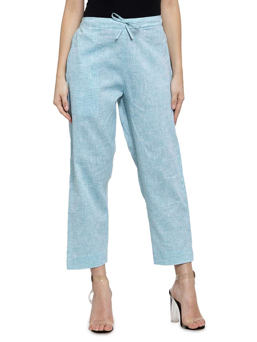 solid flat front cigarette pants