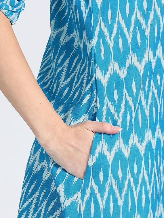 ikat printed a-line kurta - 17060711 - Standard Image - 4