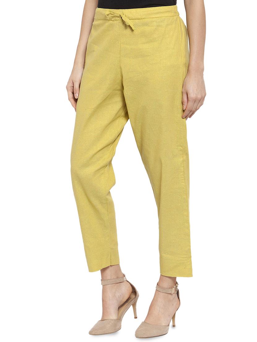 women solids calf length tailored pants - 17060965 - Standard Image - 1