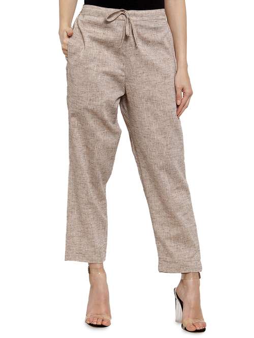 women self design calf length tailored pants - 17060966 -  Standard Image - 0