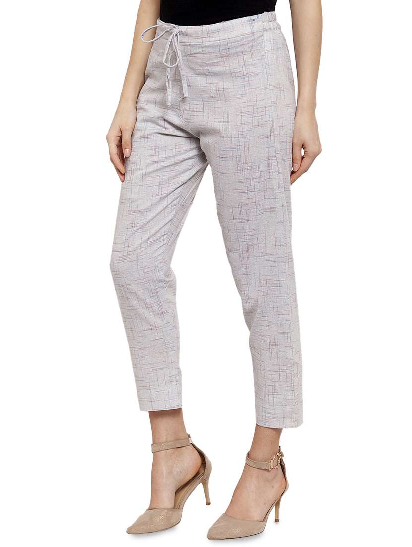women self design calf length tailored pants - 17060973 - Standard Image - 1
