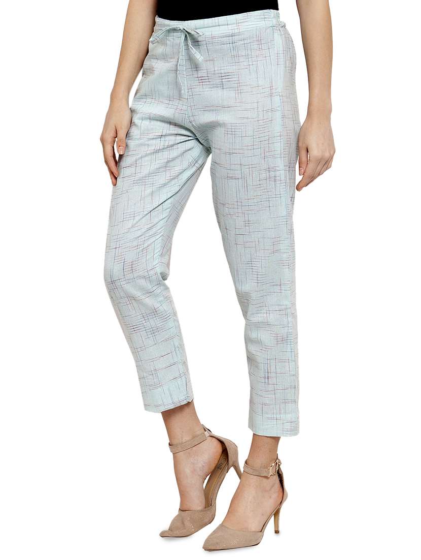 women self design calf length tailored pants - 17060975 -  Standard Image - 1