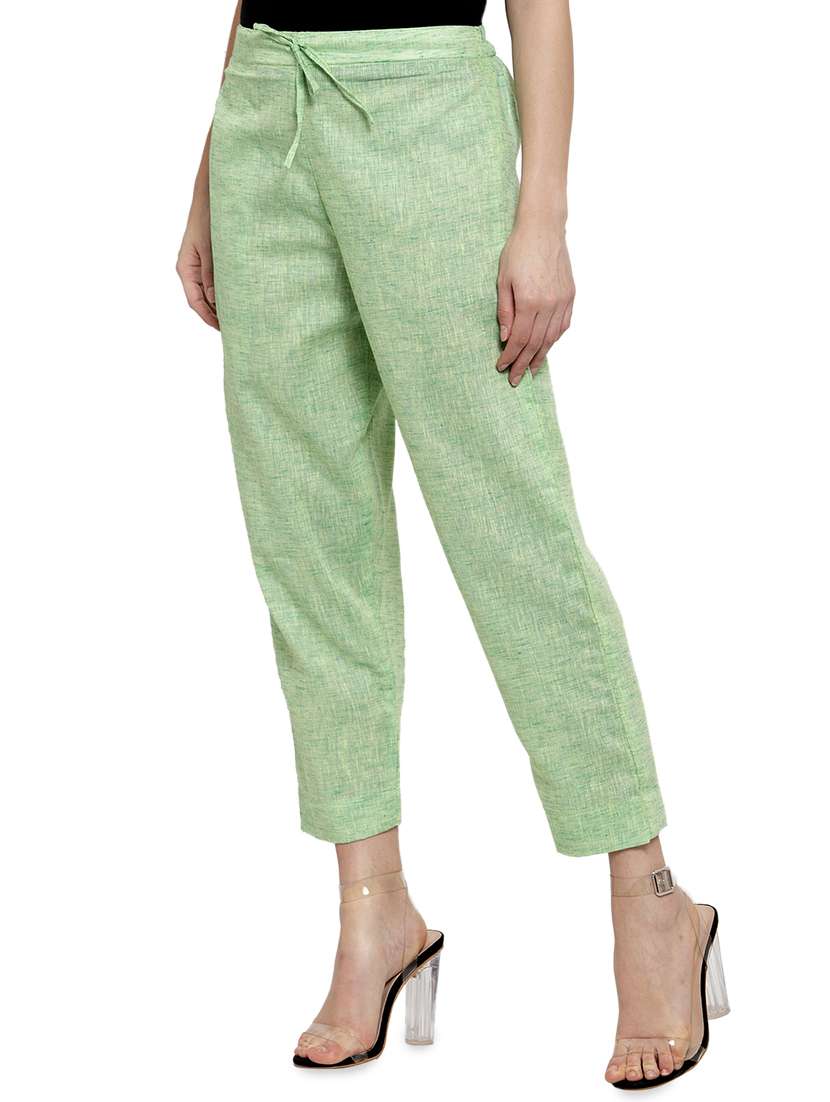 women self design calf length tailored pants - 17060977 - Standard Image - 1