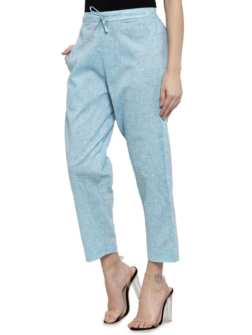 women self design calf length tailored pants - 17060978 -  Standard Image - 1