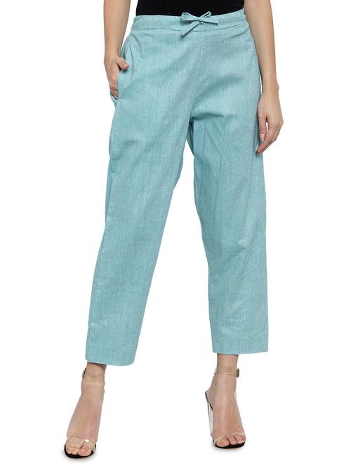drawstring waist flat front trouser - 17060980 - Standard Image - 0
