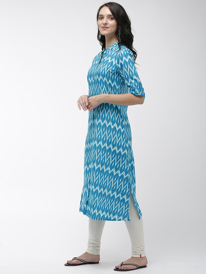 ikat straight kurta - 17061224 - Standard Image - 1
